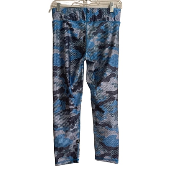 Terez Womens Medium Blue Grey Camouflage Leggings Active Stretch Yoga - Picture 2 of 5